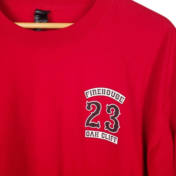Firehouse Red Long Sleeve Tee. Oak Cliff 23. Firefighters. 2XL.  B0026 - Picture 2 of 10